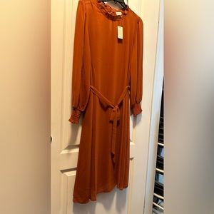 Large brunt orange long sleeves dress
